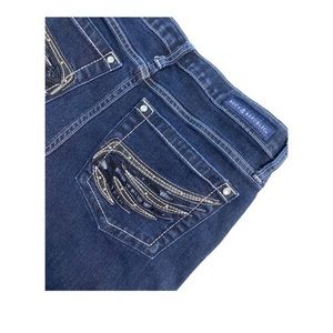 Women's Rock & Republic Size 12 Embellished Kasandra Dark Wash Bootcut Jeans